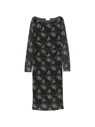 Patrizia Pepe Graphic-print Ruched Midi Dress In Multi