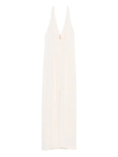 Patrizia Pepe Halter-neck Open-back Maxi Dress In White