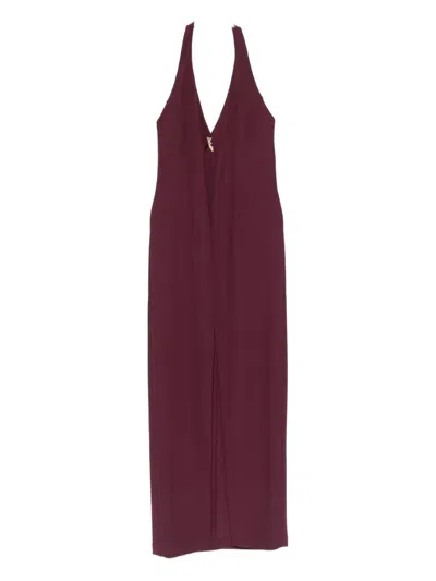 Patrizia Pepe Halterneck Midi Dress In Burgundy