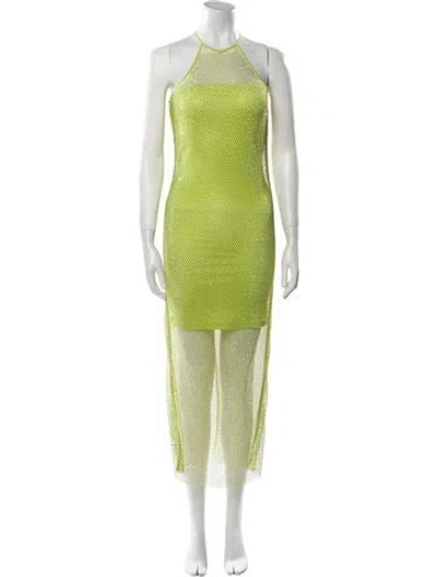 Pre-owned Patrizia Pepe Halterneck Midi Length Dress In Green