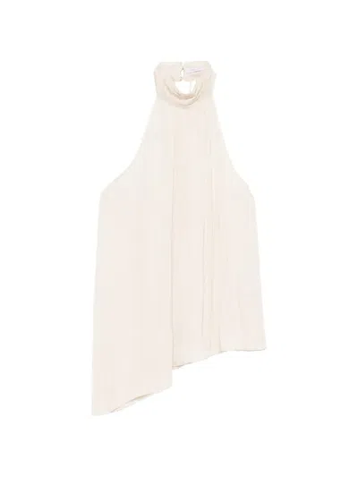 Patrizia Pepe Halterneck Sleeveless Top In Neutral