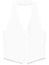 Patrizia Pepe Sleeveless White Polyester Vest With Deep V-neck In White
