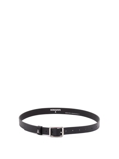 Patrizia Pepe Hammered Leather Belt In Black