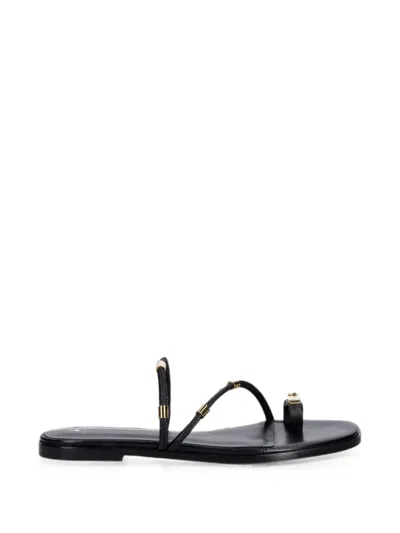 Patrizia Pepe Hardware-detail Toe-strap Sandals In Black
