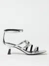 Patrizia Pepe 65mm Metallic Strappy Sandals In Silver