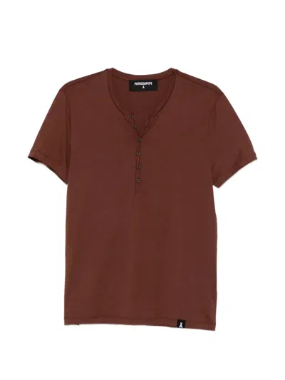Patrizia Pepe Henley-neck T-shirt In Brown