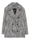 Patrizia Pepe Herringbone Double-breasted Coat In Gray