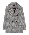Patrizia Pepe Herringbone Double-breasted Coat In Gray