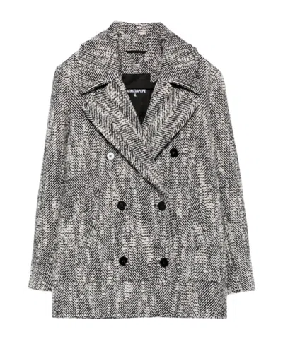 PATRIZIA PEPE HERRINGBONE DOUBLE-BREASTED COAT