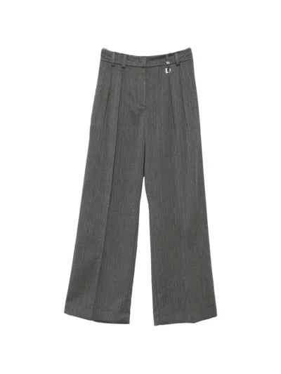Patrizia Pepe Pinstriped Trousers With Herringbone Pattern In Gray
