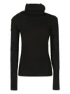 Patrizia Pepe High-neck Button-detail Sweater In Black