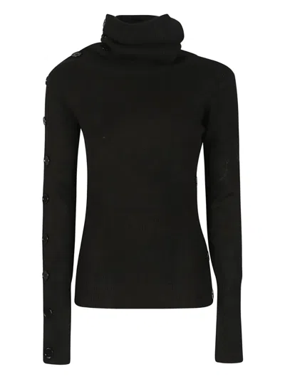 PATRIZIA PEPE HIGH-NECK BUTTON-DETAIL SWEATER