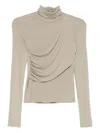 Patrizia Pepe High-neck Draped Top In Neutral