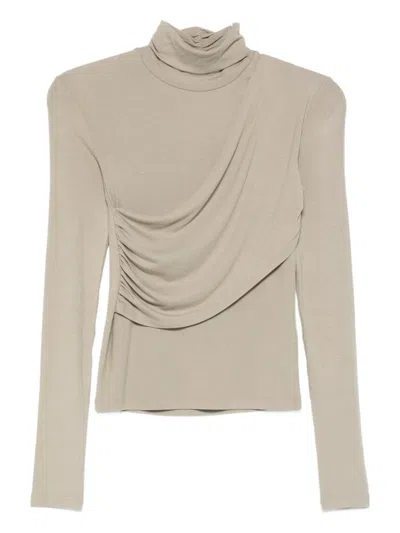 Patrizia Pepe High-neck Draped Top In Neutral