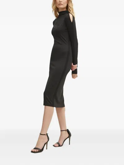 Patrizia Pepe High-neck Midi Dress In Black