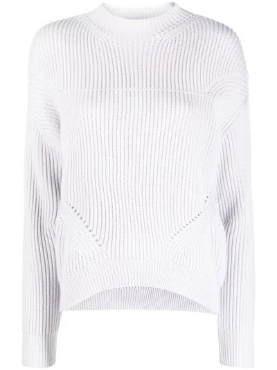 Patrizia Pepe High-neck Ribbed Jumper In Gray