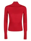 Patrizia Pepe High-neck Ribbed Sweater In Red
