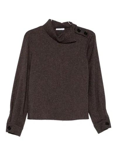 Patrizia Pepe High-neck Sweater In Brown