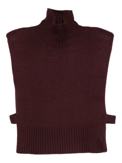 Patrizia Pepe High-neck Sweater In Burgundy