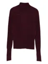 Patrizia Pepe High-neck Wool Sweater In Burgundy