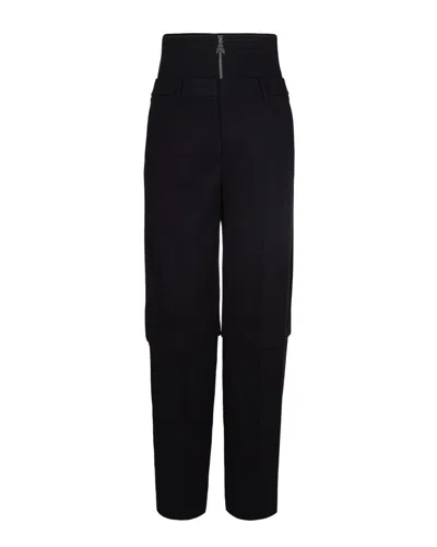 PATRIZIA PEPE HIGH-WAISTED BAGGY PANTS WITH CORSET DESIGN AND LAYERED DETAIL