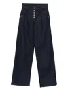 Patrizia Pepe High-waisted Wide-leg Pants With Button Front In Black