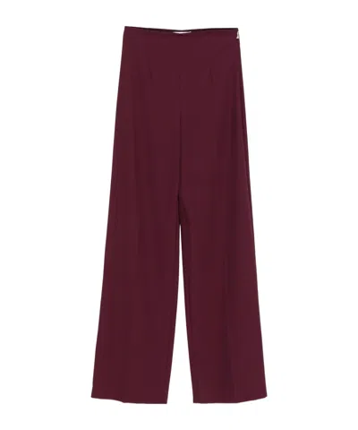 Patrizia Pepe High-waisted Wide-leg Trousers In Burgundy