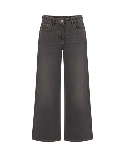 Patrizia Pepe Jeans Wide Leg Washed Craft Brown In Gray