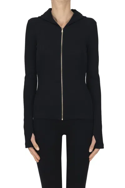 Patrizia Pepe Hooded Cardigan In Black