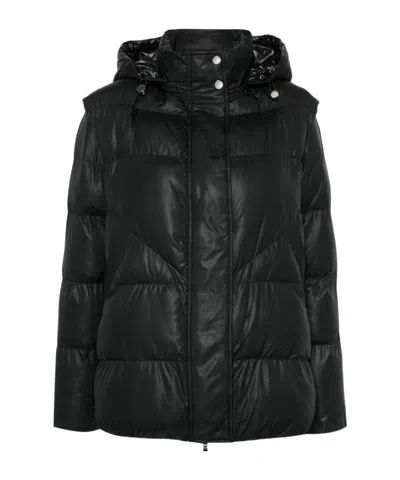 Patrizia Pepe Hooded Puffer Coat In Black