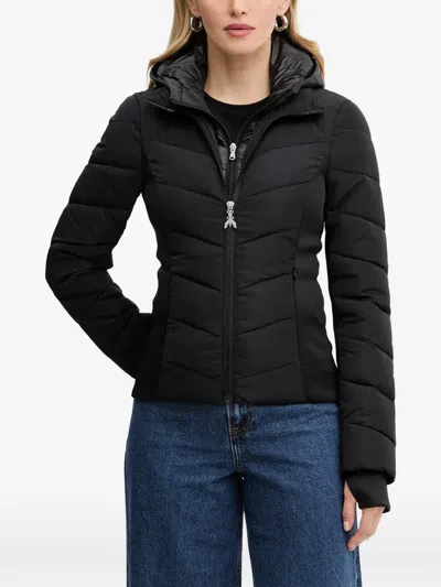 Patrizia Pepe Hooded Zipped Jacket In Black
