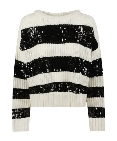 Patrizia Pepe Sequin-embellished Striped Sweater In Multi