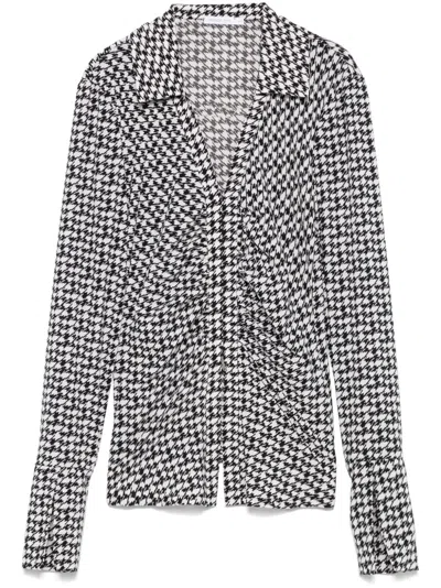 Patrizia Pepe Houndstooth Blouse In Black