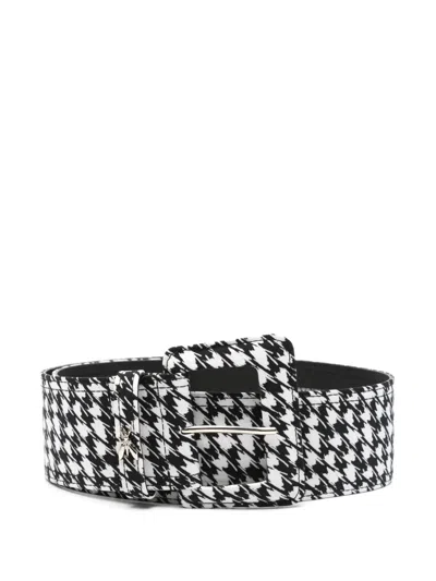 Patrizia Pepe Houndstooth-pattern Belt In Black