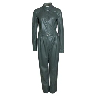Pre-owned Patrizia Pepe , Imitation Leather Jumpsuit In Black