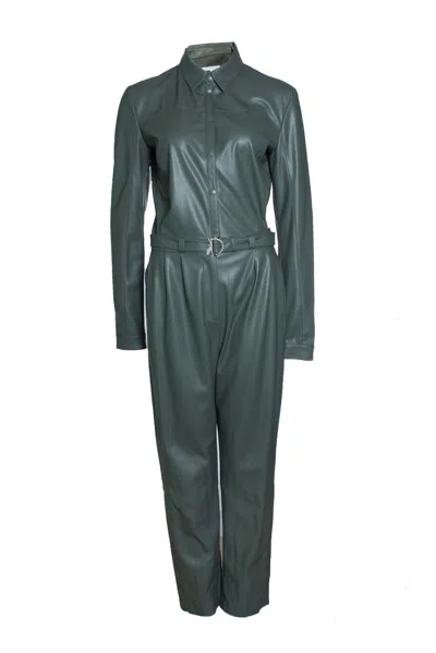 Patrizia Pepe , Imitation Leather Jumpsuit In Green