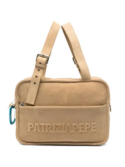 Patrizia Pepe (im)perfection Embossed Suede Tote Bag In Brown