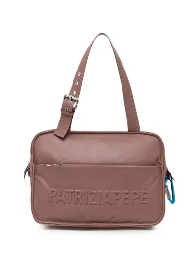 Patrizia Pepe (im)perfection Embossed-logo Leather Tote Bag In Brown