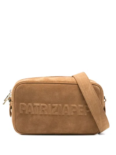Patrizia Pepe (im)perfection Suede Cross Body Bag In Neutral