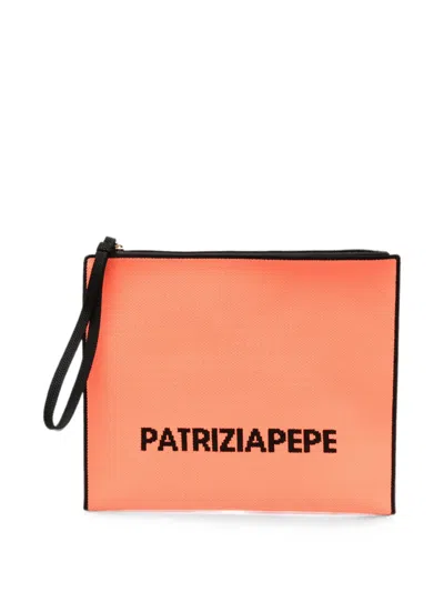 Patrizia Pepe In The City Logo-print Clutch Bag In Orange
