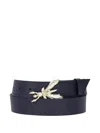Patrizia Pepe Insect-buckle Leather Belt In Blue