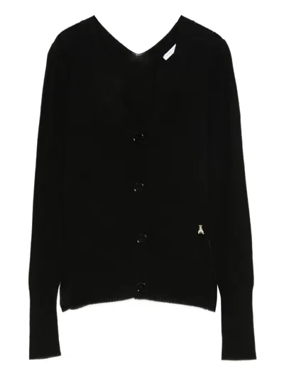 Patrizia Pepe Insect-embellished Button Cardigan In Black