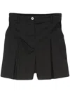 Patrizia Pepe Inverted-pleat Poplin Shorts In Black
