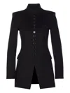 Patrizia Pepe Mandarin-collar Button-fastening Fitted Jacket In Black