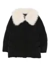 Patrizia Pepe Fur-collar Padded Jacket In Black