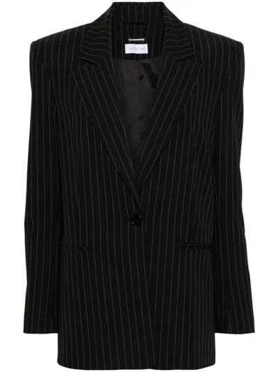 Patrizia Pepe Pinstripe Single-breasted Blazer In Black
