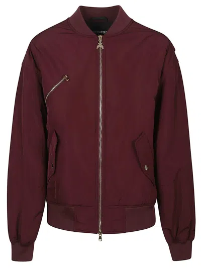 Patrizia Pepe Bomber Jacket In Burgundy