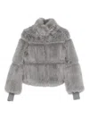 Patrizia Pepe Short Gray Fluffy Coat In Gray