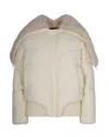 Patrizia Pepe Oversized Short Bomber Jacket With Fluffy Collar In Wooly White In Neutral