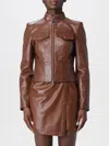 Patrizia Pepe Brown Biker Jacket In Brown